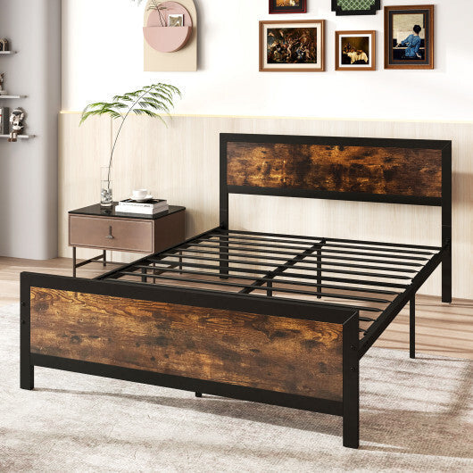 Metal Bed Frame with Headboard and Footboard-Queen Size LuxuryLifeWay Online Store