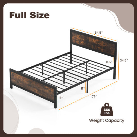 Metal Bed Frame with Headboard and Footboard-Queen Size LuxuryLifeWay Online Store