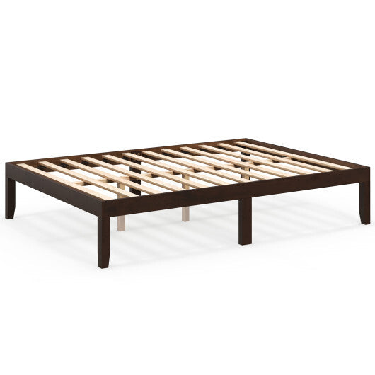 Full Size Wood Bed Frame with Wooden Slats Support and Rubber Wood Legs-Espresso LuxuryLifeWay Online Store