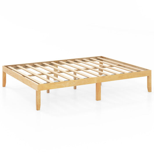 Queen Size Wood Bed Frame with Wooden Slats Support and Rubber Wood Legs-Espresso LuxuryLifeWay Online Store