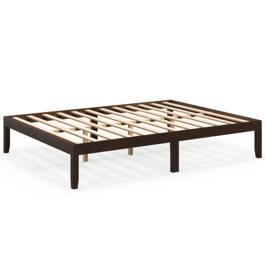 Queen Size Wood Bed Frame with Wooden Slats Support and Rubber Wood Legs-Espresso LuxuryLifeWay Online Store