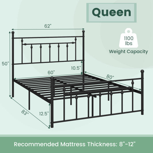 Full/Queen/Twin Size Heavy-duty Metal Bed Frame with Headboard-Twin Size LuxuryLifeWay Online Store