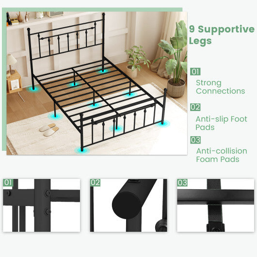 Full/Queen/Twin Size Heavy-duty Metal Bed Frame with Headboard-Twin Size LuxuryLifeWay Online Store
