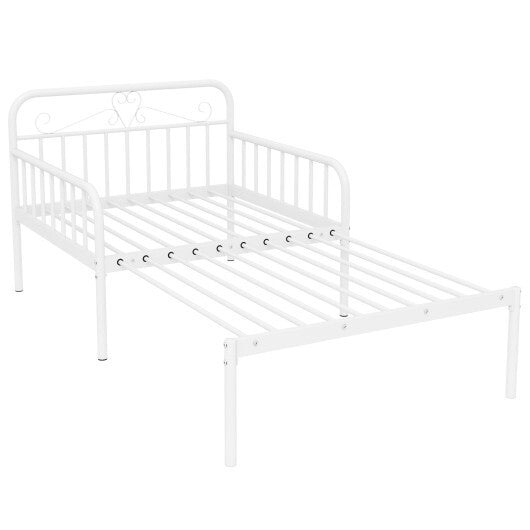 Extendable Metal Daybed to Twin Size Bed with Guardrails and Armrests-White LuxuryLifeWay Online Store