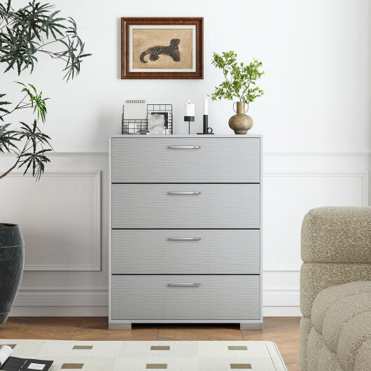4 Drawer Storage Cabinet with Metal Legs Handles with Anti-Toppling Devices-Gray LuxuryLifeWay Online Store