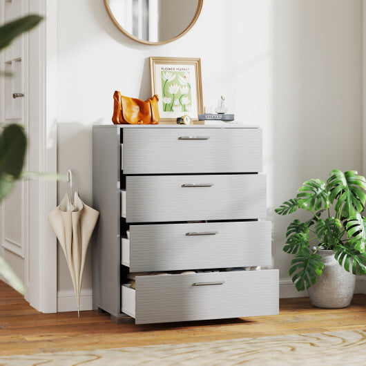 4 Drawer Storage Cabinet with Metal Legs Handles with Anti-Toppling Devices-Gray LuxuryLifeWay Online Store