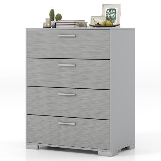 4 Drawer Storage Cabinet with Metal Legs Handles with Anti-Toppling Devices-Gray LuxuryLifeWay Online Store