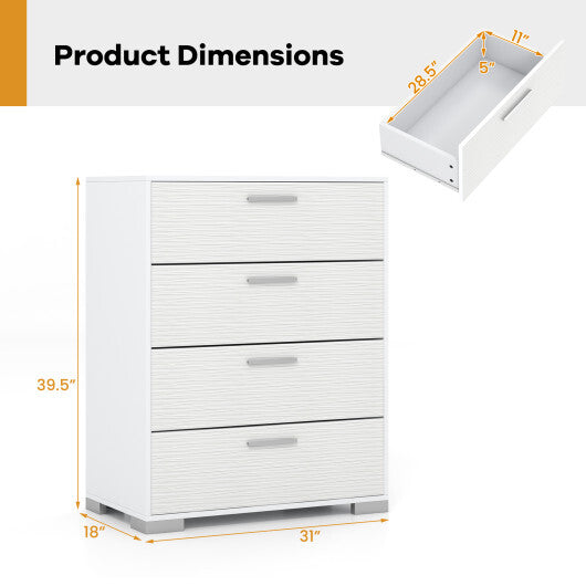 4 Drawer Storage Cabinet with Metal Legs Handles with Anti-Toppling Devices-Gray LuxuryLifeWay Online Store