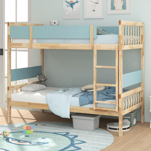 Twin Over Twin Bunk Bed with Ladder and Full-length Guardrails-Natural LuxuryLifeWay Online Store