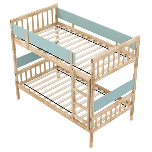 Twin Over Twin Bunk Bed with Ladder and Full-length Guardrails-Natural LuxuryLifeWay Online Store