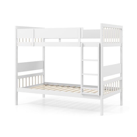 Twin Over Twin Bunk Bed with Ladder and Full-length Guardrails-Natural LuxuryLifeWay Online Store