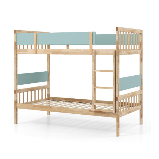 Twin Over Twin Bunk Bed with Ladder and Full-length Guardrails-Natural LuxuryLifeWay Online Store