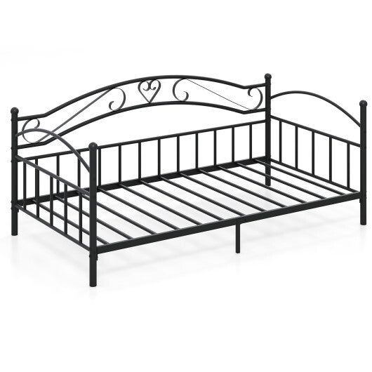 Twin Size Metal Daybed Frame with Headboard for Bedroom-White LuxuryLifeWay Online Store