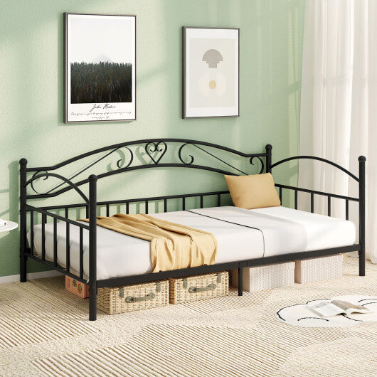 Twin Size Metal Daybed Frame with Headboard for Bedroom-White LuxuryLifeWay Online Store