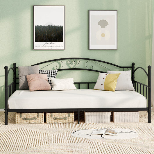 Twin Size Metal Daybed Frame with Headboard for Bedroom-White LuxuryLifeWay Online Store