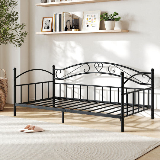 Twin Size Metal Daybed Frame with Headboard for Bedroom-White LuxuryLifeWay Online Store