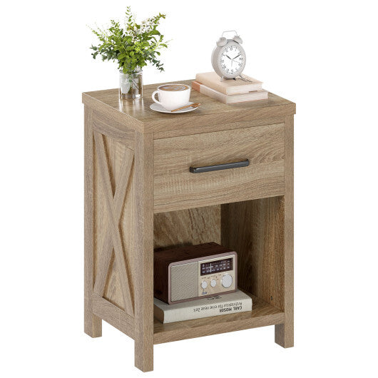 Nightstand with Drawer and Shelf-Natural LuxuryLifeWay Online Store