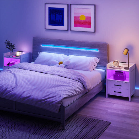 23.5 Inches Nightstand with Charging Station and Open Storage Shelf-White LuxuryLifeWay Online Store