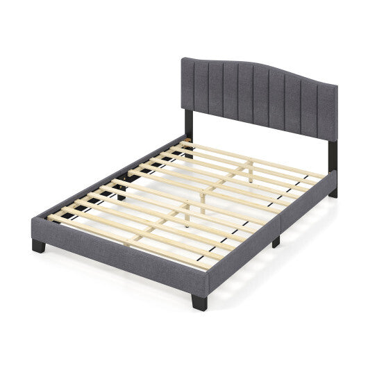 Modern Upholstered Bed Frame with Adjustable Vertical Channel Tufted Headboard-Queen Size LuxuryLifeWay Online Store