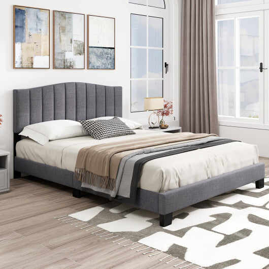Modern Upholstered Bed Frame with Adjustable Vertical Channel Tufted Headboard-Queen Size LuxuryLifeWay Online Store