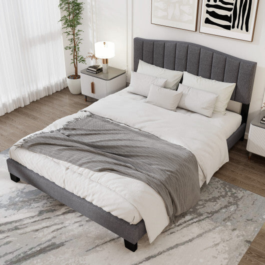 Modern Upholstered Bed Frame with Adjustable Vertical Channel Tufted Headboard-Queen Size LuxuryLifeWay Online Store