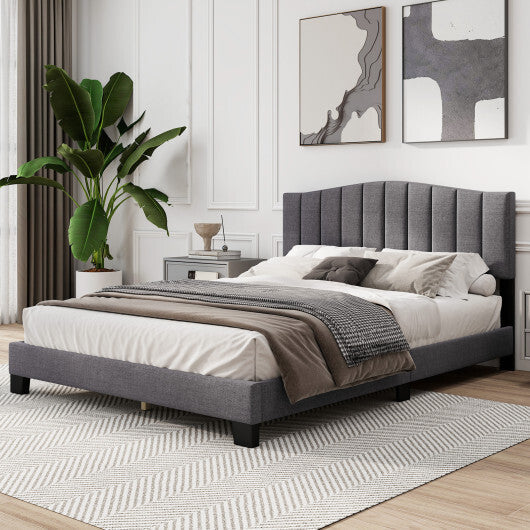 Modern Upholstered Bed Frame with Adjustable Vertical Channel Tufted Headboard-Queen Size LuxuryLifeWay Online Store