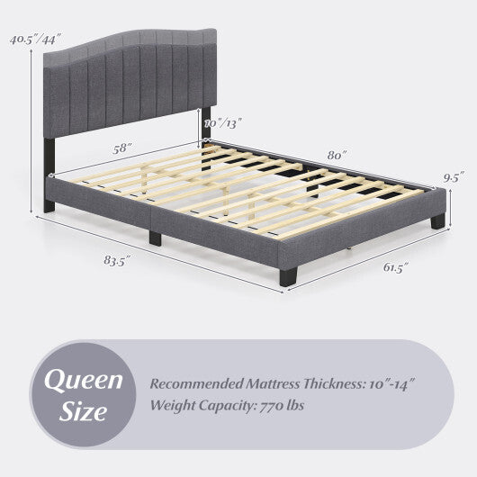 Modern Upholstered Bed Frame with Adjustable Vertical Channel Tufted Headboard-Queen Size LuxuryLifeWay Online Store