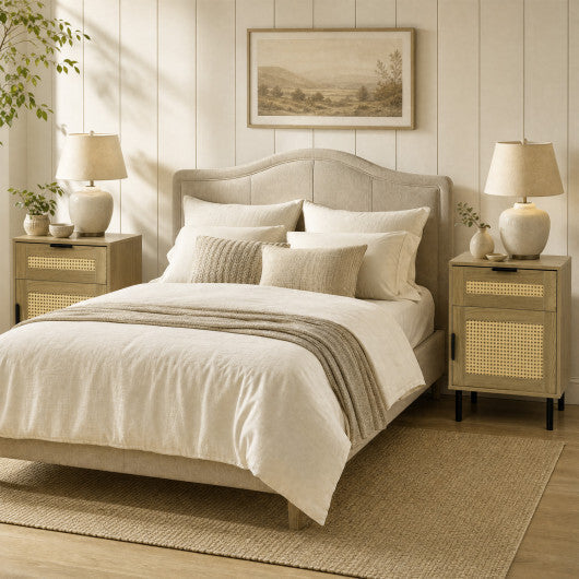 Set of 2 Rattan Nightstand with Drawer and Storage Cabinet for Bedroom Dorm-Natrual LuxuryLifeWay Online Store