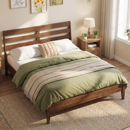 Twin Size Wood Platform Bed Frame with Slat Headboard LuxuryLifeWay Online Store
