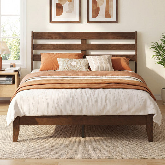 Twin Size Wood Platform Bed Frame with Slat Headboard LuxuryLifeWay Online Store