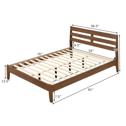 Twin Size Wood Platform Bed Frame with Slat Headboard LuxuryLifeWay Online Store