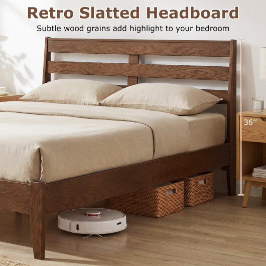 Twin Size Wood Platform Bed Frame with Slat Headboard LuxuryLifeWay Online Store