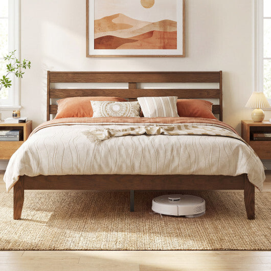 Twin Size Wood Platform Bed Frame with Slat Headboard LuxuryLifeWay Online Store