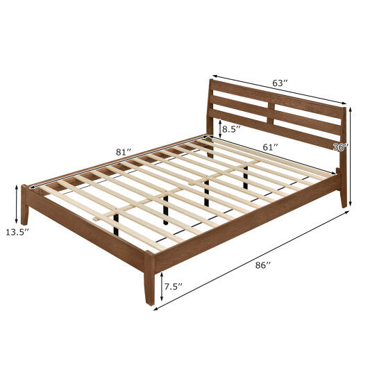 Twin Size Wood Platform Bed Frame with Slat Headboard LuxuryLifeWay Online Store