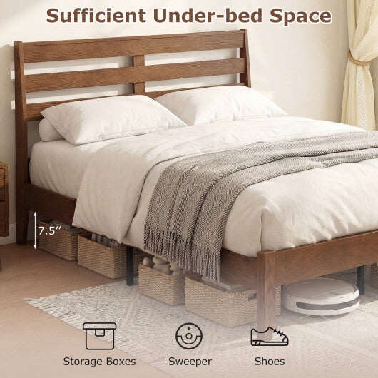 Twin Size Wood Platform Bed Frame with Slat Headboard LuxuryLifeWay Online Store
