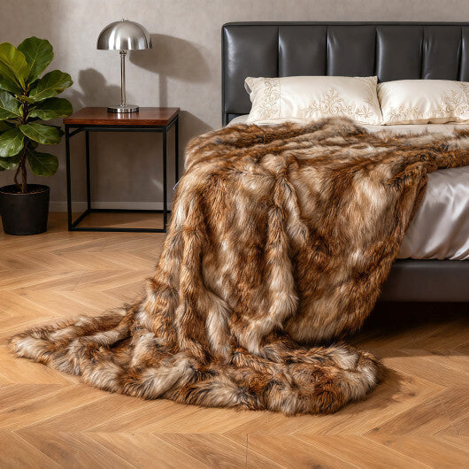 540GSM Soft Plush Fuzzy Luxury Faux Raccoon Fur Blanket for Bed-M LuxuryLifeWay Online Store