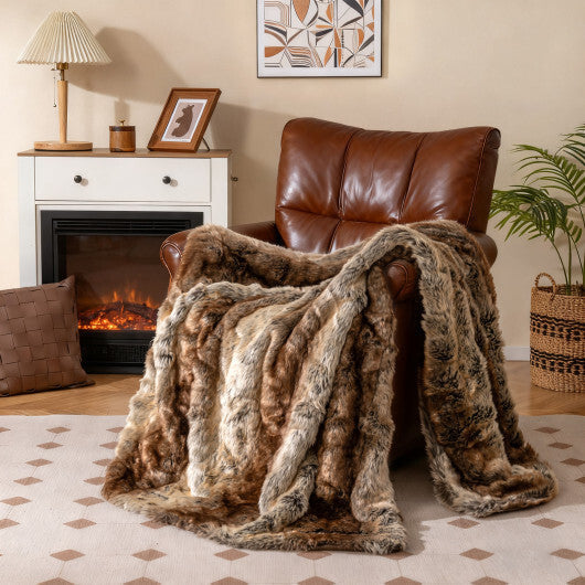 760GSM Soft Plush Fuzzy Luxury Faux Raccoon Fur Blanket for Sofa-M LuxuryLifeWay Online Store