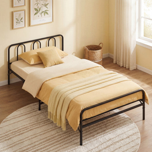 Heavy Duty Metal Twin Foldable Bed Frame with Headboard & Footboard-Black LuxuryLifeWay Online Store