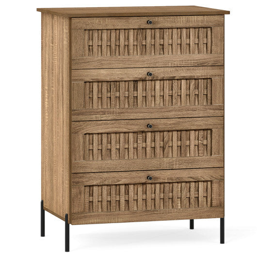 4-Drawer Dresser with Interlocking Mechanism and Metal Legs for Bedroom-Oak LuxuryLifeWay Online Store