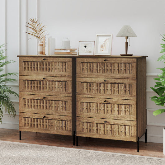 4-Drawer Dresser with Interlocking Mechanism and Metal Legs for Bedroom-Oak LuxuryLifeWay Online Store