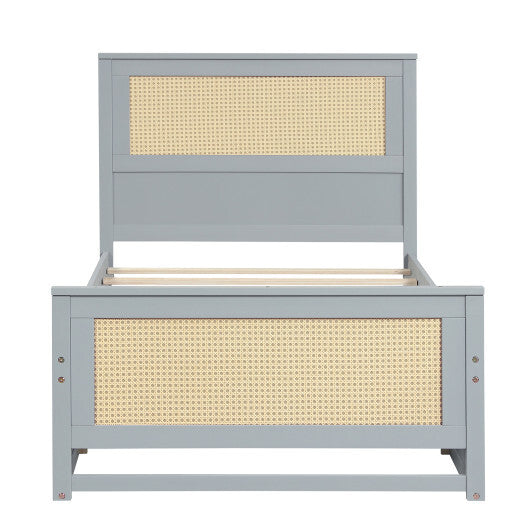 Twin Size Rattan Bed Frame with Storage Drawers-Gray LuxuryLifeWay Online Store