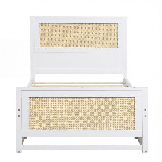Twin Size Rattan Bed Frame with Storage Drawers-Gray LuxuryLifeWay Online Store