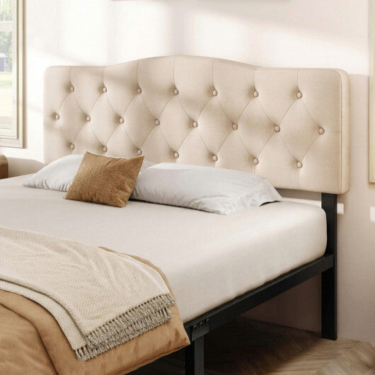 Tufted Upholstered Head Board for Queen and Full Size Bed with 2 AC Outlets-Beige LuxuryLifeWay Online Store