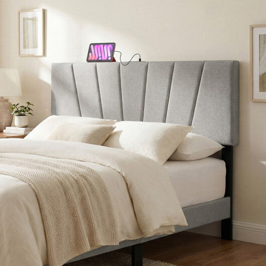 Headboard for Queen and Full Size Bed Geometric Upholstered Head Board-Gray LuxuryLifeWay Online Store