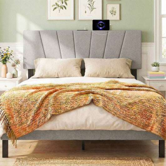 Headboard for Queen and Full Size Bed Geometric Upholstered Head Board-Gray LuxuryLifeWay Online Store