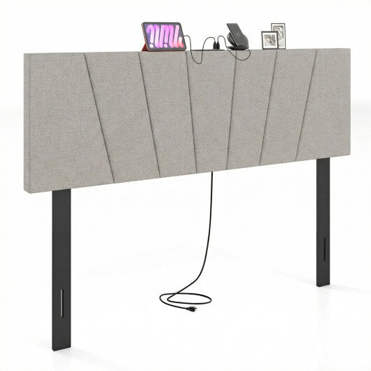Headboard for Queen and Full Size Bed Geometric Upholstered Head Board-Gray LuxuryLifeWay Online Store