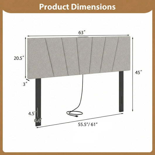 Headboard for Queen and Full Size Bed Geometric Upholstered Head Board-Gray LuxuryLifeWay Online Store