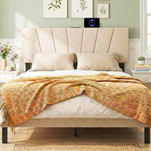 Headboard for Queen and Full Size Bed Geometric Upholstered Head Board-Gray LuxuryLifeWay Online Store