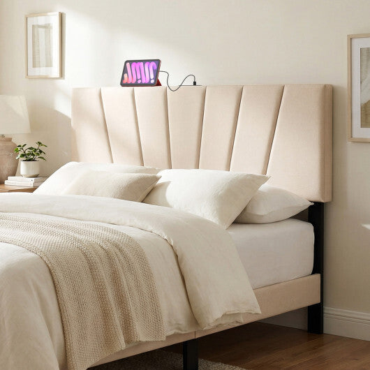 Headboard for Queen and Full Size Bed Geometric Upholstered Head Board-Gray LuxuryLifeWay Online Store