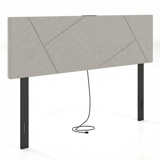 Headboard for Full Size Bed and Queen Geometric Upholstered Head Board-Gray LuxuryLifeWay Online Store